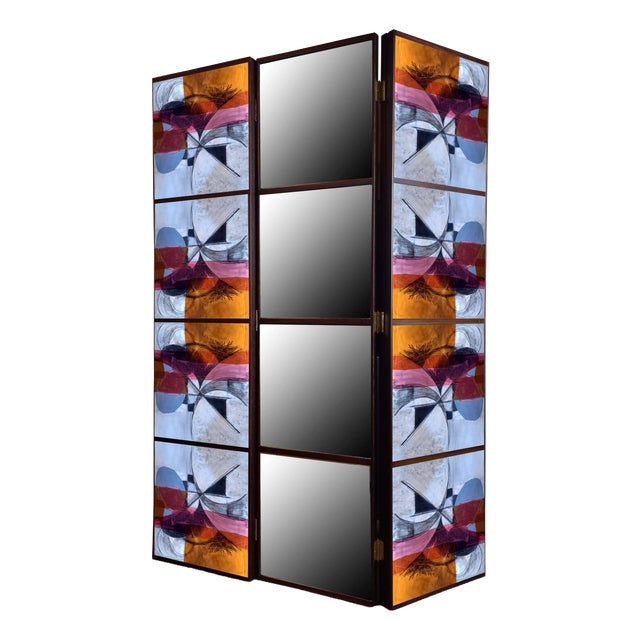 Room Divider with Design and Mirror by Pietro Meccani for Meccani Design For Sale