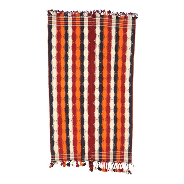 Late 20th Century Vintage Persian Striped Kilim Rug, 04'10 X 08'04 For Sale