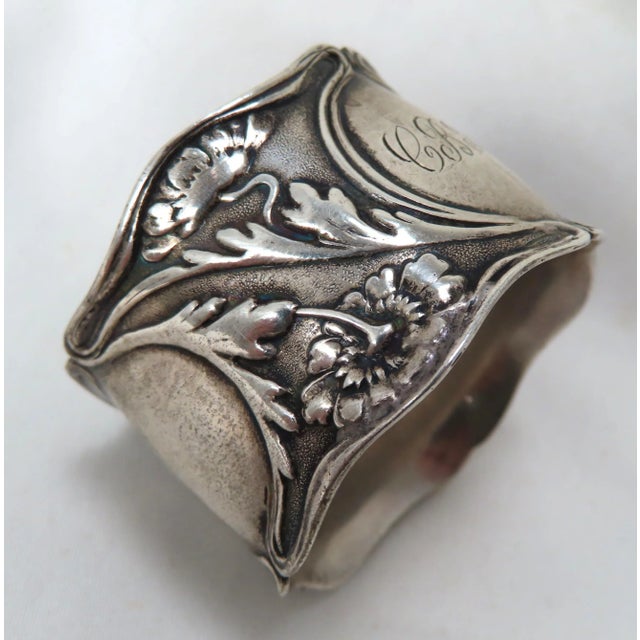 American Classic Antique - Victorian Art Nouveau Flower Style Sterling Silver Napkin Ring by Gorham Silver Company For Sale - Image 3 of 13