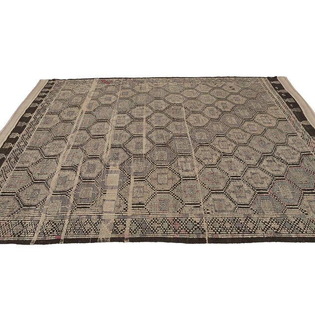 Mid 20th Century Vintage Decorative Embroidered Kilim Rug For Sale - Image 4 of 7