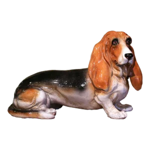 Mid-Century Italian Terracotta Barbotine Basset Hound Dog Sculpture