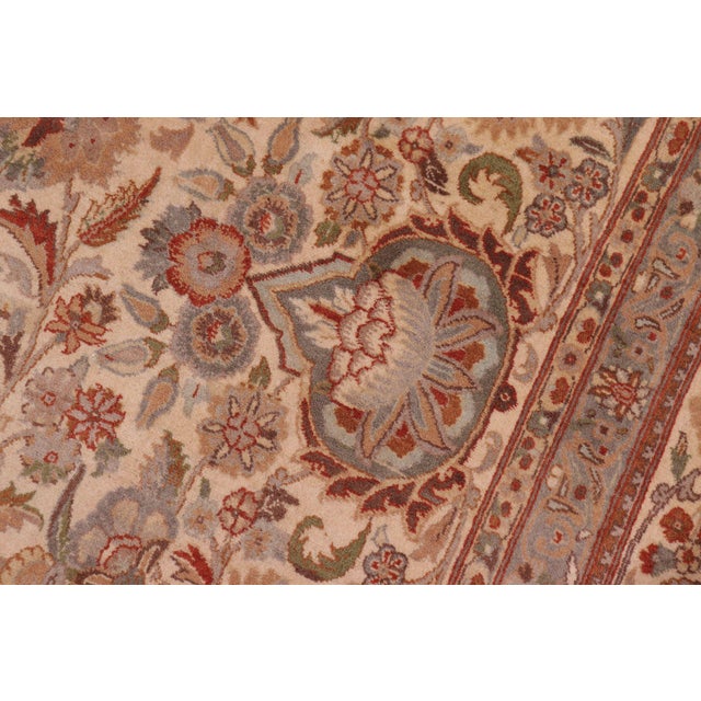1990s Shabby Chic 1990's Floral Pak-Persian Ivory/Ivory Wool Rug - 8'11'' X 12'5'' For Sale - Image 5 of 9