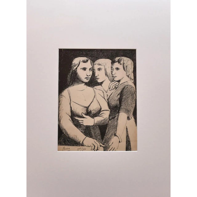 Three Twins is a beautiful lithograph realized by the Italian artist Pompeo Borra (Milan, 1898-1973). Hand-signed in...