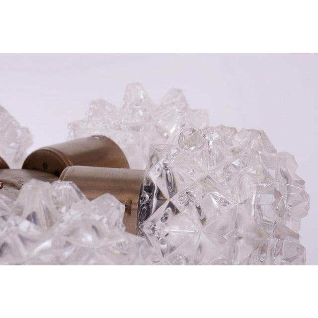 Gold Mid-Century Chandelier in Brass and Glass from Kamenický Šenov, Czech, 1960s For Sale - Image 8 of 12