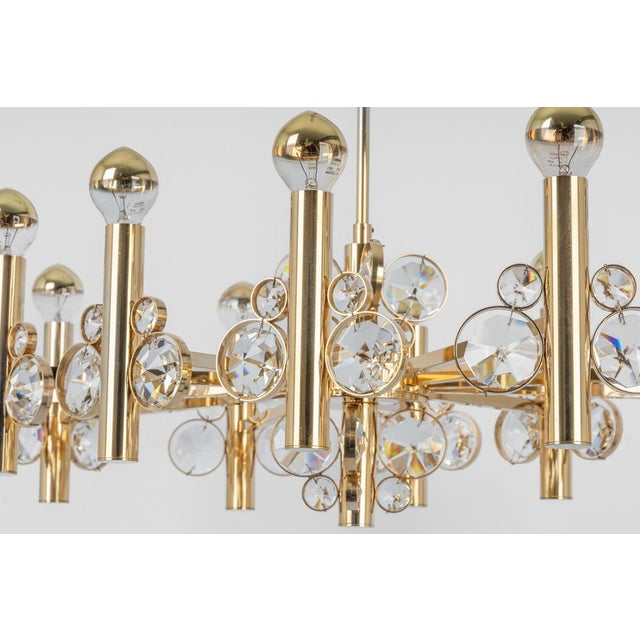 Large Gilt Brass Chandelier attributed to Palwa for Sciolari, Germany, 1970s For Sale - Image 9 of 14