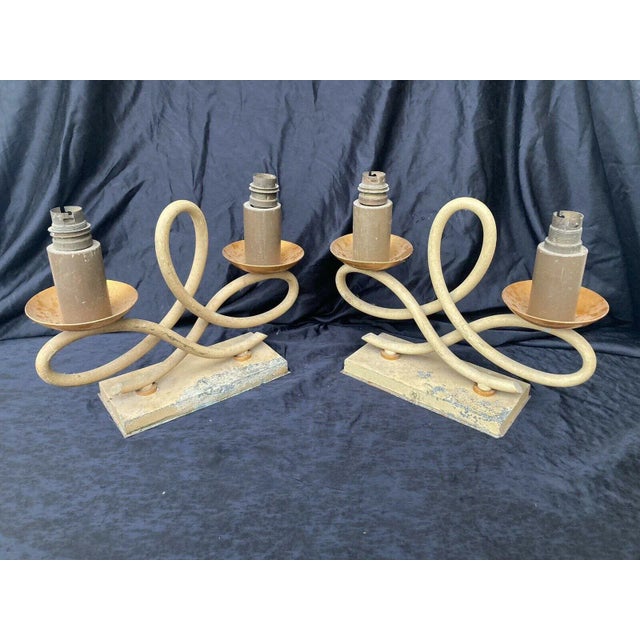 1930s C1930's French Art Deco Jules Leleu Bed Side Table Lamps - a Pair For Sale - Image 5 of 11