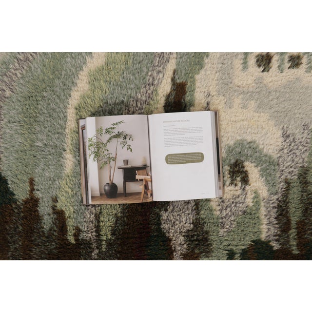 Vintage Swedish Rya Rug, Cream, Sage and Brown Abstract Pattern - Rug & Kilim For Sale - Image 9 of 10