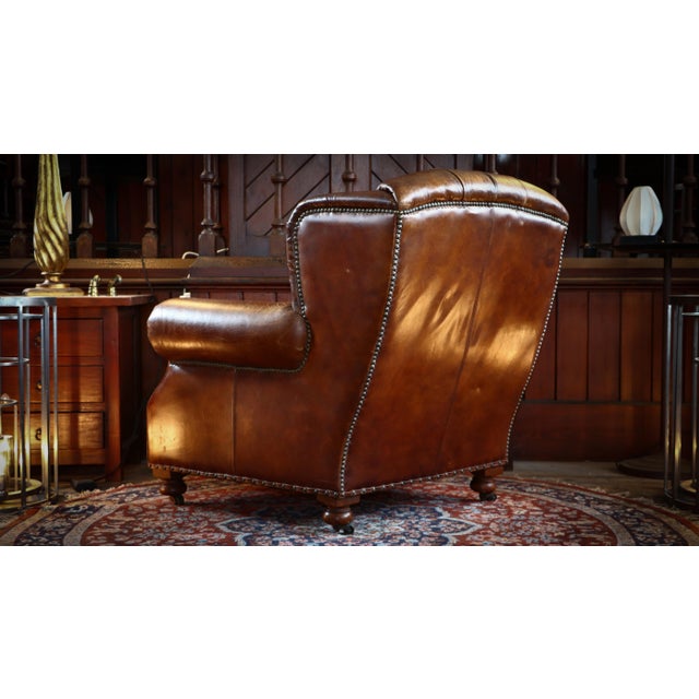 Brown Ardingly Cigar Club Armchair in Antique Whisky Leather by Timothy Oulton, 2010s For Sale - Image 8 of 18