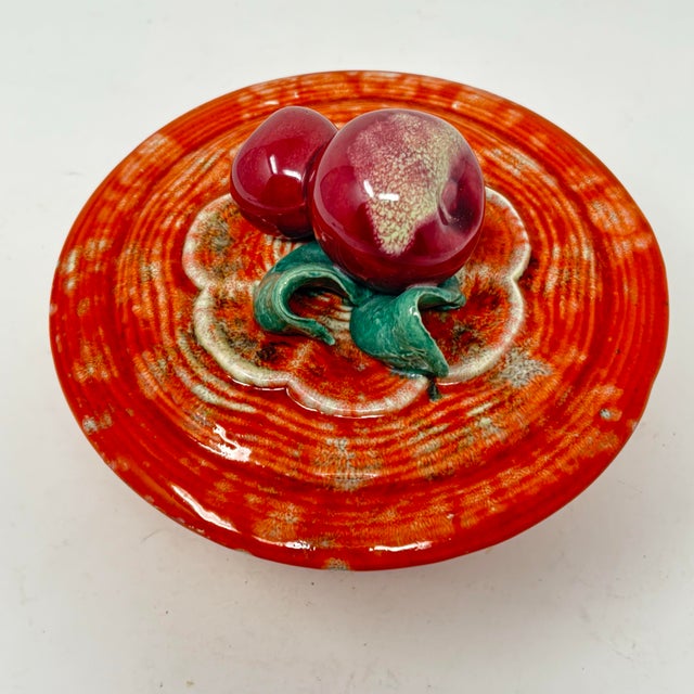 Mid-Century Modern Vintage Studio Pottery Lidded Bowl With Apple Finial For Sale - Image 3 of 6