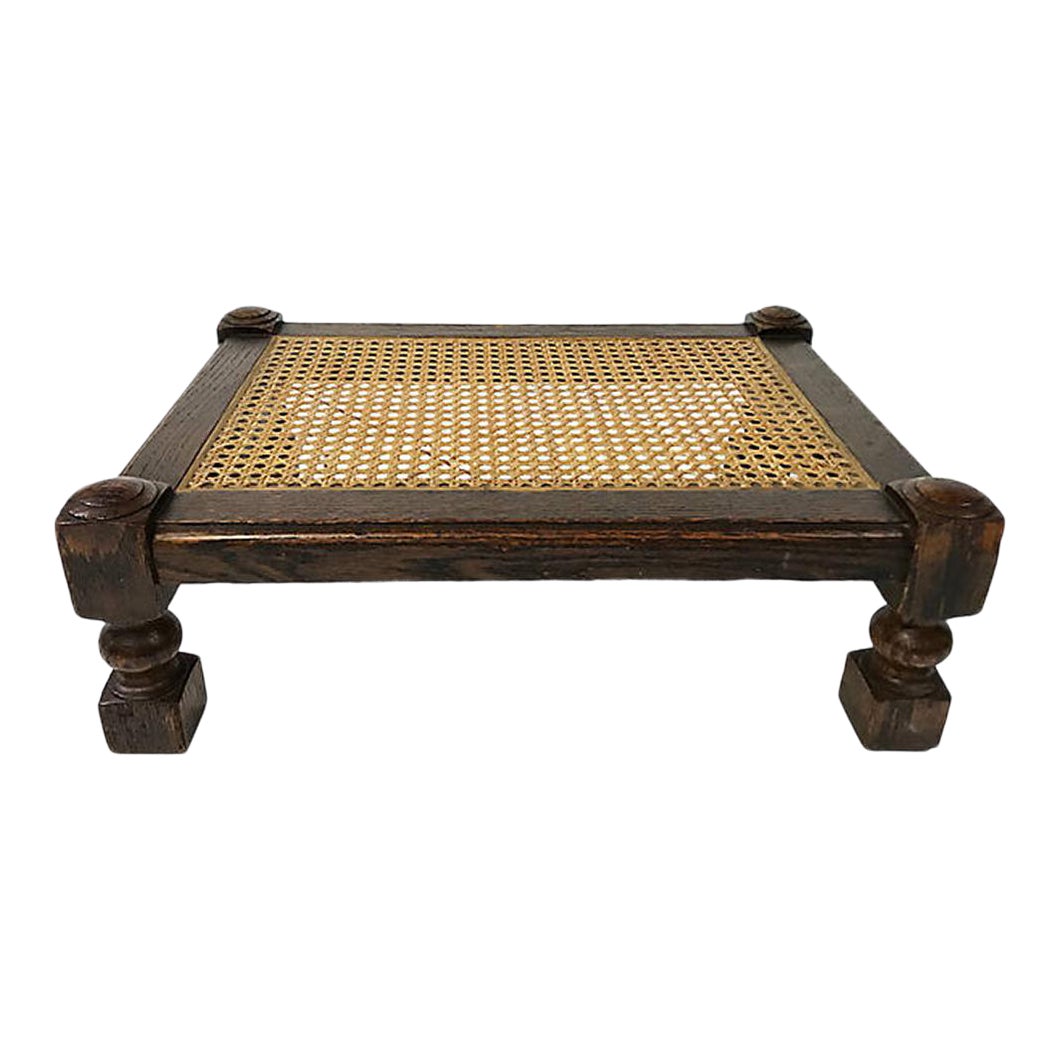 Turned Wood Caned Riser Stool Chairish