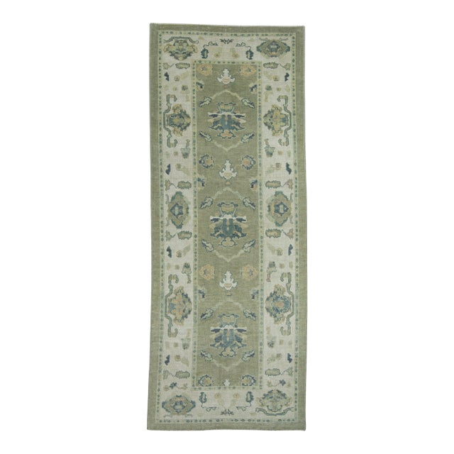 Turkish Oushak Rug 3'11" x 10'5" #18087 For Sale