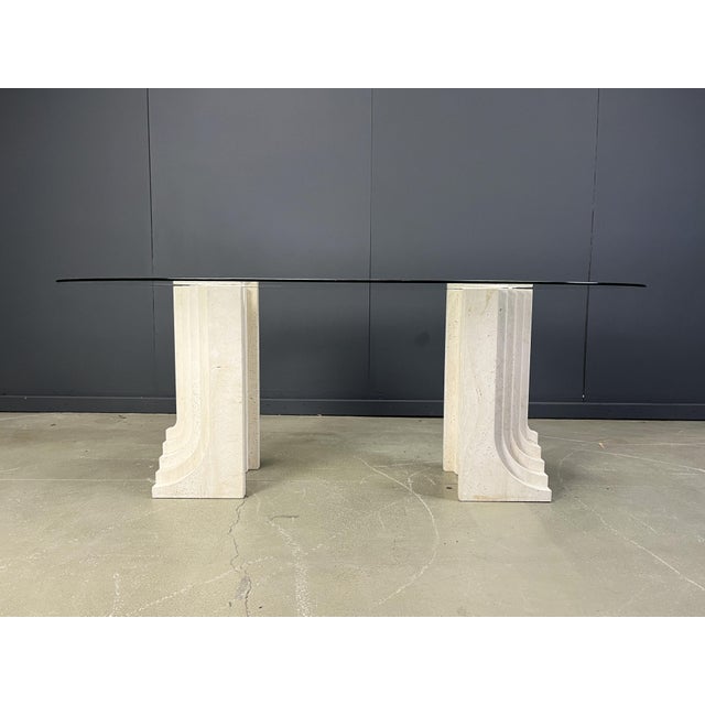 Vintage Travertine Dining Table in the style of Carlo Scarpa, 1970s For Sale - Image 11 of 13