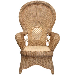 Large French Provincial Vintage Rattan Armchair For Sale