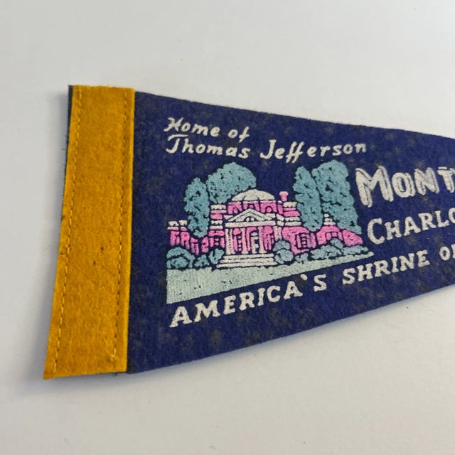 Vintage miniature felt banner flag from Monticello, VA Thomas Jefferson.