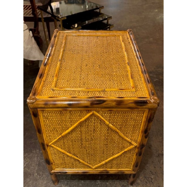 Transitional Vintage Crespi Manner Rattan Side Table For Sale - Image 3 of 6