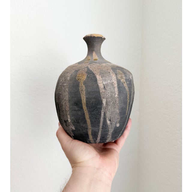 Vintage Square Studio Pottery Weed Pot With Drip Glaze For Sale - Image 10 of 10