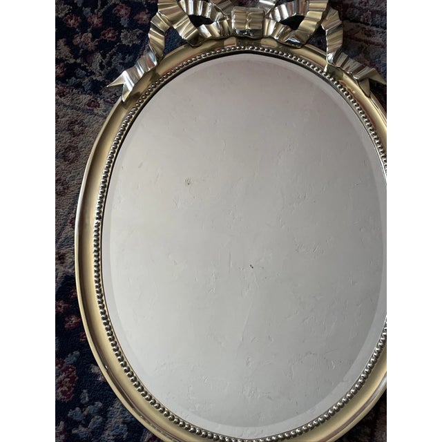 Decorative Crafts Inc Brass Gold Frame Bow Mirror. #2117 MCM Hollywood Regency For Sale - Image 4 of 12