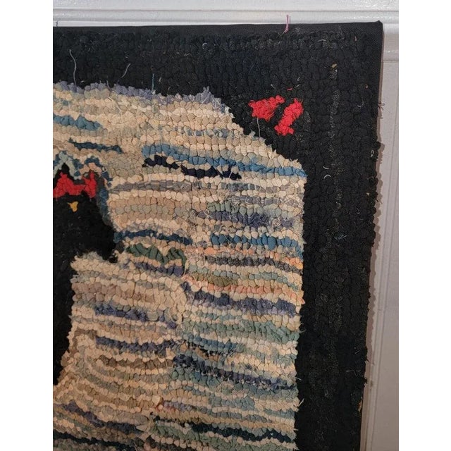 American Early 20Th C American Hand Hooked Mounted Rooster Rug For Sale - Image 3 of 6