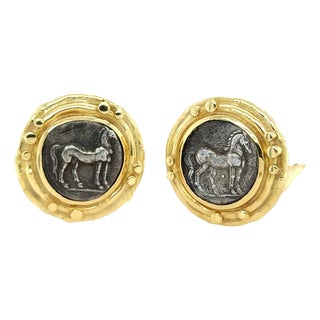 Late 20th Century Pair of 18k Piero Alessandro Fedi Ancient Coin Earrings. For Sale