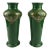 Sarreguemines Green and Gold Art Deco Porcelain Vases, France, 1940s For Sale