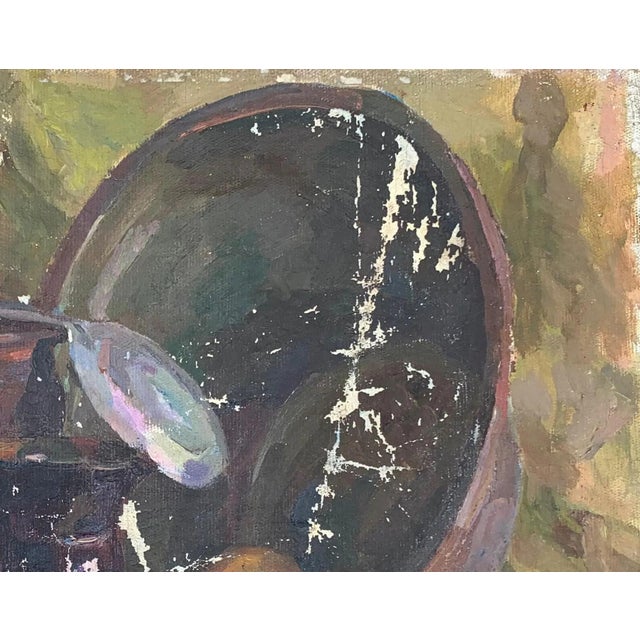 Realism Still Life With Food Oil Painting Original Art Ukrainian Artist Sokolovsky G. 1970s For Sale - Image 3 of 6