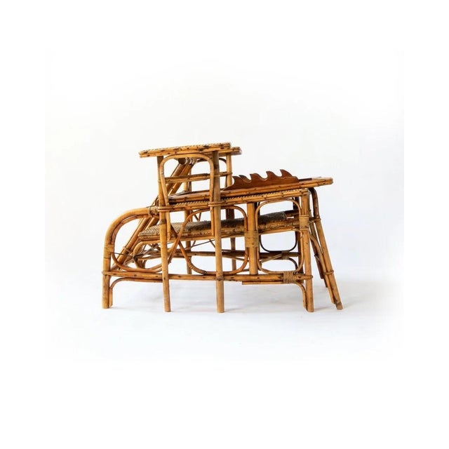 Hollywood Regency French Riviera Rattan and Bamboo Recliner Chair, 1920s For Sale - Image 3 of 9