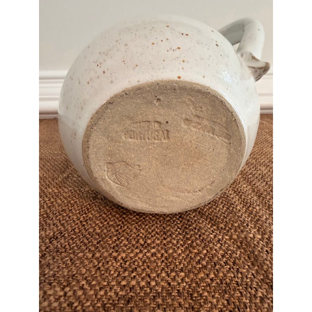 Vintage Portuguese Speckled Stoneware Pitcher / Rustic Pottery Cream Jug For Sale - Image 4 of 4