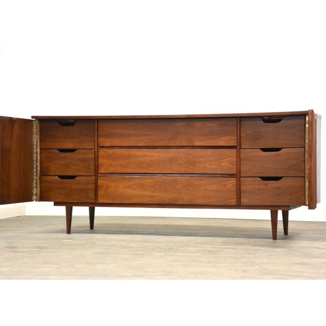 1960s Refinished Walnut Long Dresser For Sale - Image 4 of 10