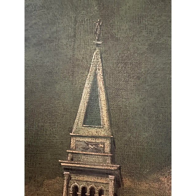 Green 1950s, Mid-Century Venetian Veduta Oil on Canvas Painting of San Marco, Venice, in Gilt Frame For Sale - Image 8 of 16