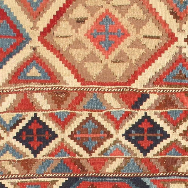 Red Vintage Caucasian Shirvan Kilim, 7ft X 11ft 8in For Sale - Image 8 of 12