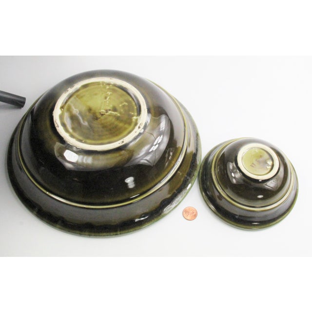 MidCentury Modern Pottery Green Drip Glaze Chip & Dip Serving Bowls Chairish