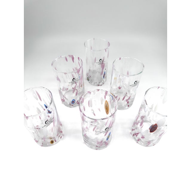 Hand Blown Alessandro Coppola Murano Art Glass Tumblers Handcrafted in Italy - Set of 6 For Sale In New York - Image 6 of 8