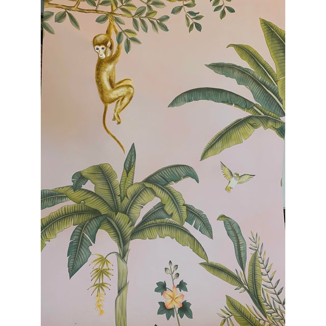 W36”* H100”/Panel, Palm Tree Wallpaper , Pink Wallpaper, a Set of 5 Panels For Sale - Image 10 of 14