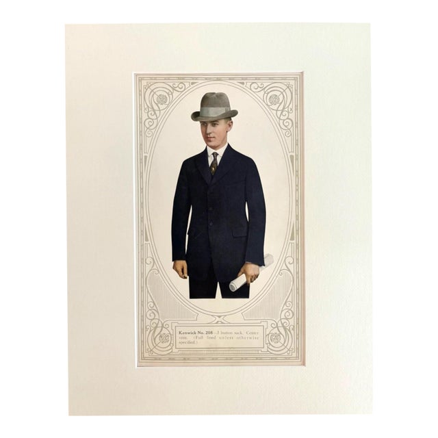 Antique Men's Print from "Collegian Custom Clothes" Catalog 1921, in 14x18 Mat, 3 For Sale
