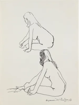 Two Modernist Woman Figures Graphite, 1950s-1960s