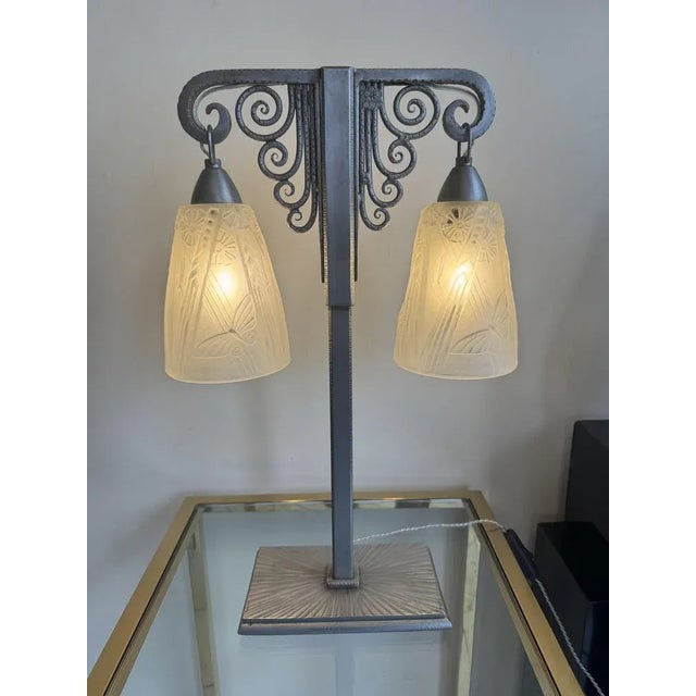 Art Deco Double Lamp by J Vandôme for Müller Frères, 1930s For Sale - Image 13 of 18