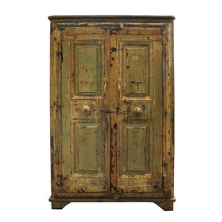 Mustard Cabinet with Vintage Floral Handles For Sale