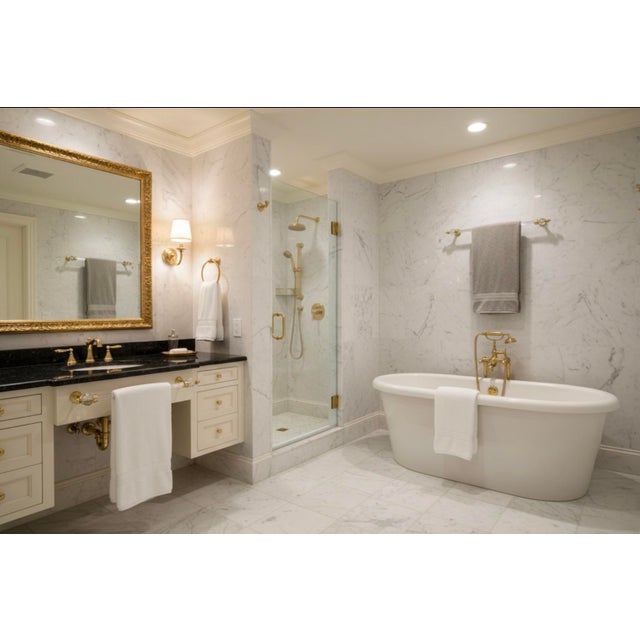 Trio of Vintage Sherle Wagner 24k Gold and Fluted Rock Crystal Towel Bars - 18" Heritage Imperial Swan Suite For Sale In Portland, ME - Image 6 of 6