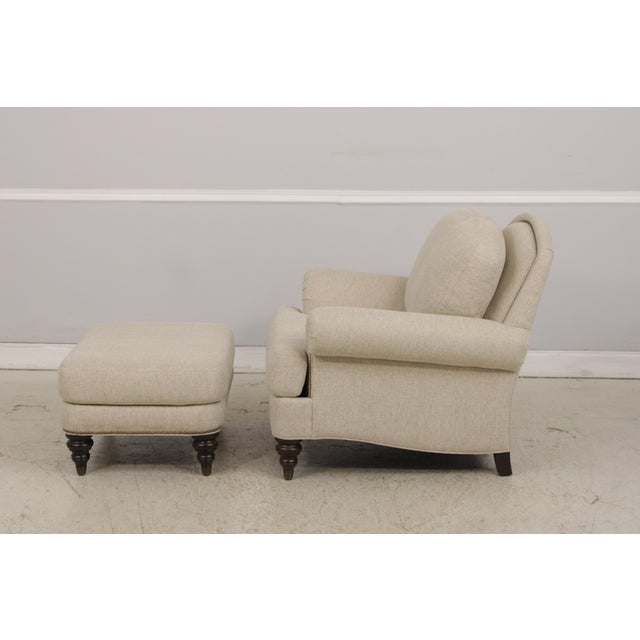 Ethan Allen Upholstered Club Chair & Ottoman For Sale In Philadelphia - Image 6 of 18
