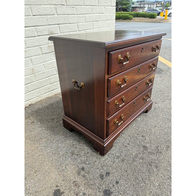 Pair of Vintage Henkel Harris Chippendale Style Black Cherry 4 Drawer Nightstands or Chests. For Sale - Image 15 of 18