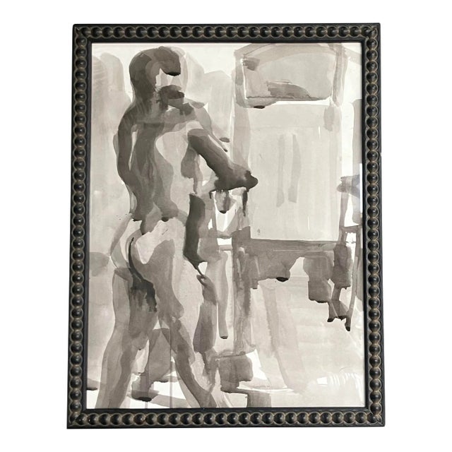 1970’s Original Abstract Expressionist Nude Figure Watercolor Painting For Sale