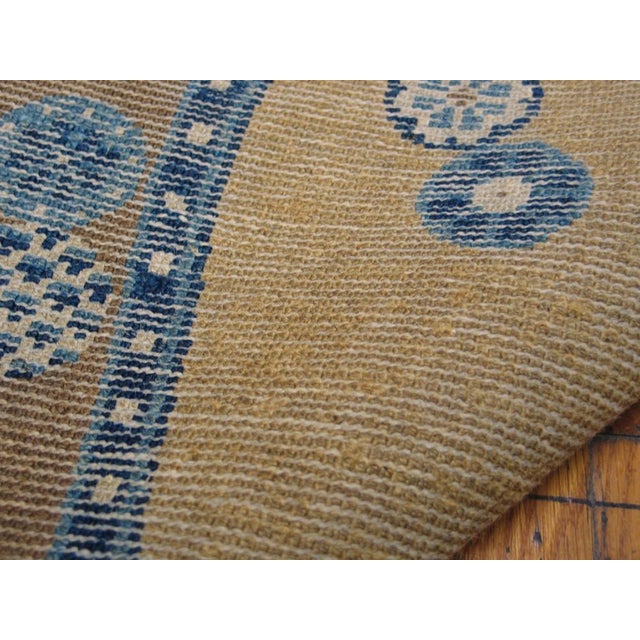 1750s Tan Camel Geometric Antique Chinese Ningxia Saddle Cover Rug 2'4" X 4'6" Hand Knotted Pile Wool Carpet For Sale In New York - Image 6 of 6