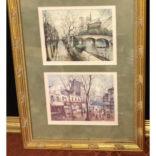 1980s Vintage Framed Triptych Parisian Street Scenes Lithograph Prints by Georges B. For Sale - Image 5 of 10