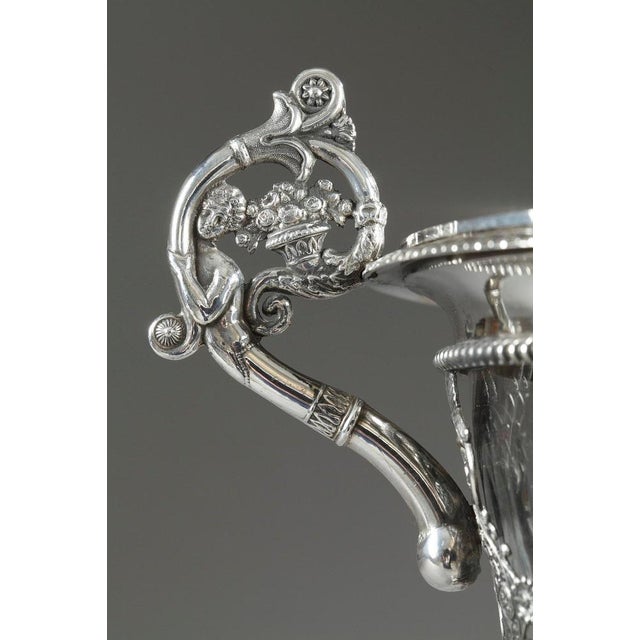 French Restoration Era Silver and Crystal Candy Dish For Sale - Image 11 of 18