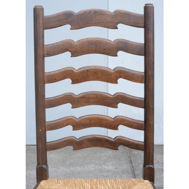 1920s Antique English Ladder Back Rush Seat Dining Chairs - Set of 6 For Sale - Image 5 of 17