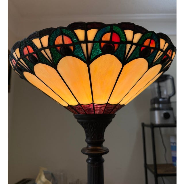 Dale Tiffany Inc Stained Glass Floor Lamp Antique Bronze Base Signed 67in Excellent condition fully working The Dale...