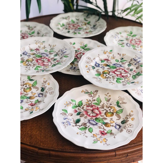 C. 1930s Antique Royal Doulton-England Botanical Design Dinner Plates- Set of 10 For Sale - Image 9 of 13