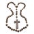 Giant Wood Rosary Large Wooden Beads Hand Carved Catholic Wall Hang Hand Knotted 58" For Sale