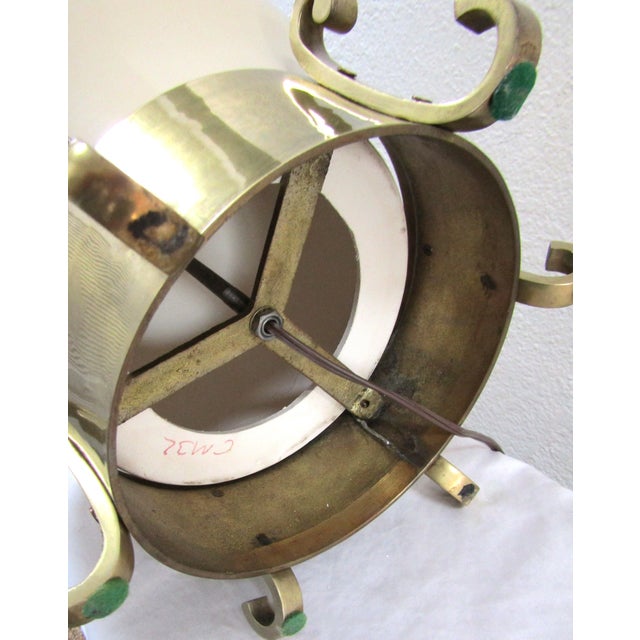 1979 Chapman Chinoiserie Cream Ceramic and Brass Table Lamp and Linen Shade For Sale - Image 11 of 12