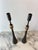 Pair Rustic Forged Iron Candlestick Holders With Mixed Metal Rings Luis Marquez Sekoya Originals For Sale - Image 4 of 6